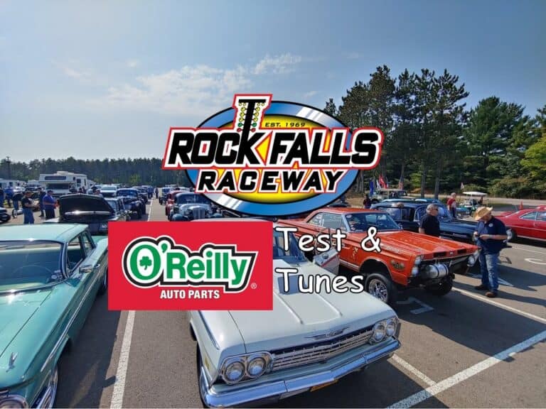 O’Reilly Auto Parts Test & Tunes at Rock Falls Raceway car show in Rock Falls, WI