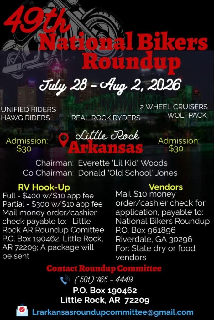 49th National Bikers Roundup event at Arkansas State Fairgrounds in Little Rock, AR on July 28, 2026