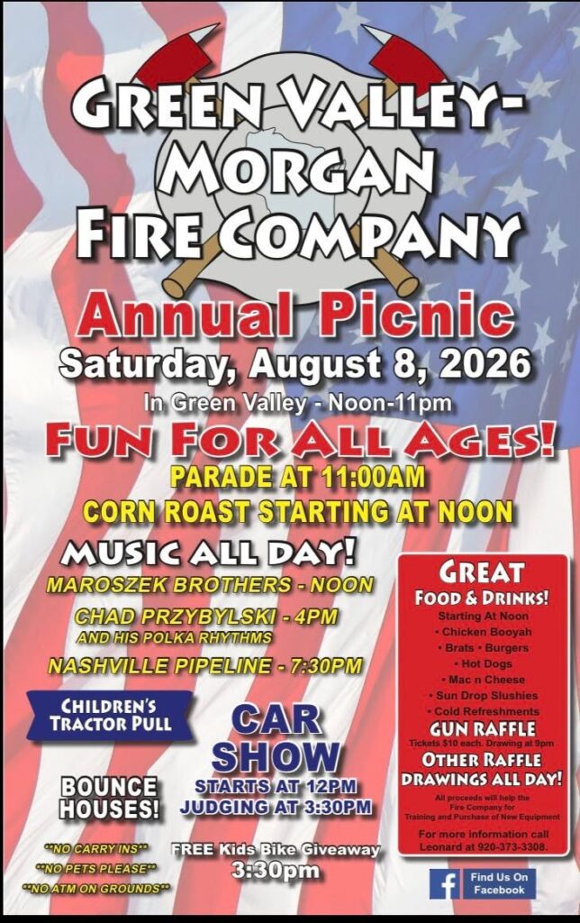 Green Valley-Morgan Fire Company Annual Picnic event at Green Valley-Morgan Fire Department in Green Valley, WI on August 8, 2026