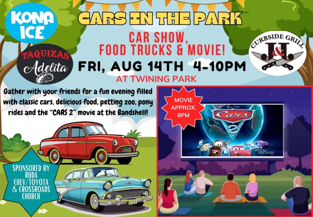 Ruda Chevrolet/Toyota & Crossroads Church Cars in the Park event at Twining Park in Monroe, WI on August 14, 2026