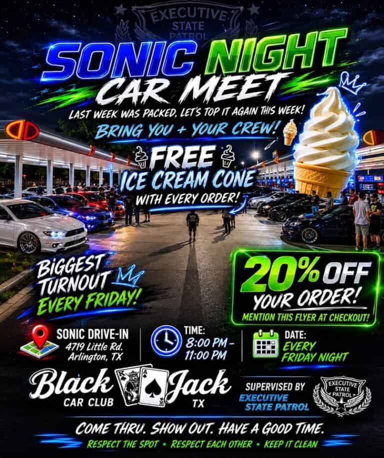 Sonic Night Car Meet car show in Arlington, TX