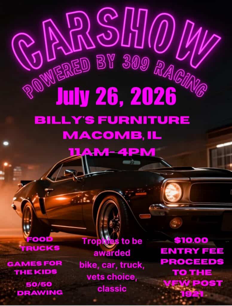 Car Show at Billy's Furniture event at Billy's Furniture in Macomb, IL on July 26, 2026