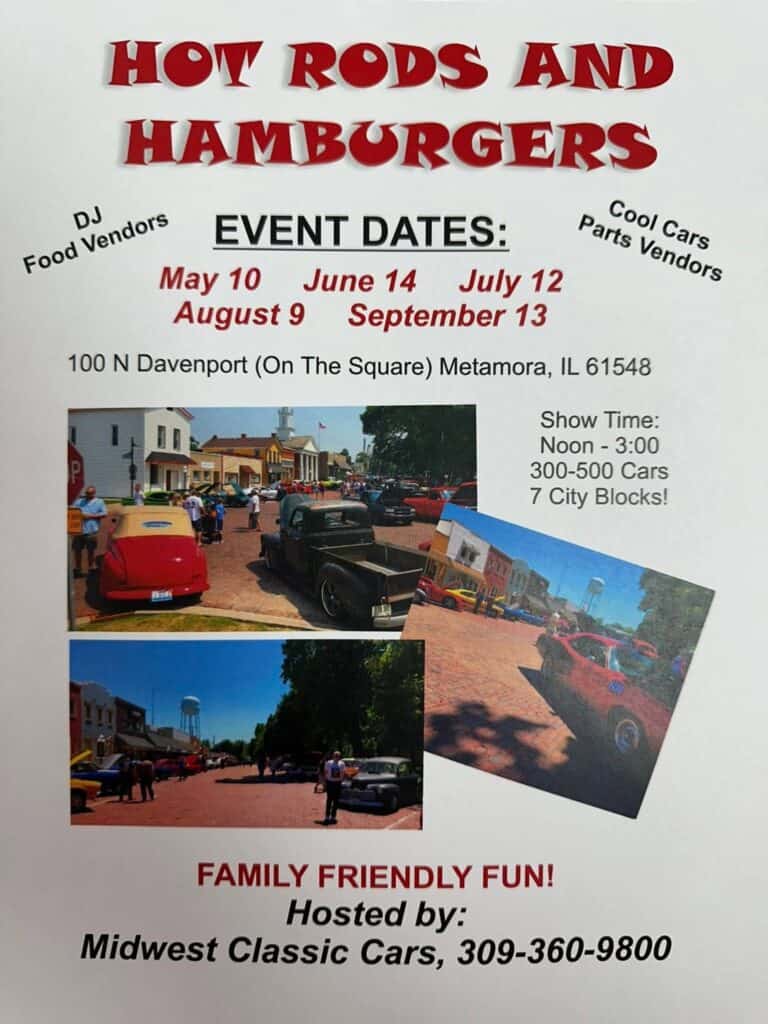 Midwest Classic Cars Hot Rods and Hamburgers car show in Metamora, IL