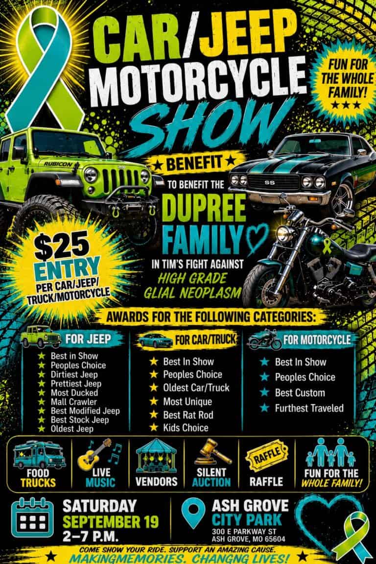 Car/Jeep/Motorcycle Benefit for the Duprees car show in Ash Grove, MO