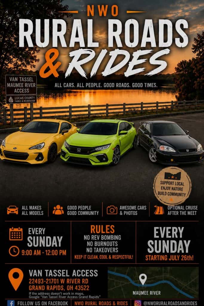 NWO Rural Roads & Rides event at Van Tassel Access in Grand Rapids, OH on July 26, 2026