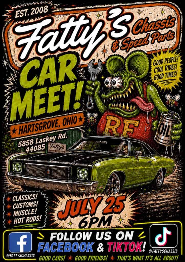 Fatty's Cruise In event at Fatty's Chassis & Speed Parts in Hartsgrove, OH on July 25, 2026