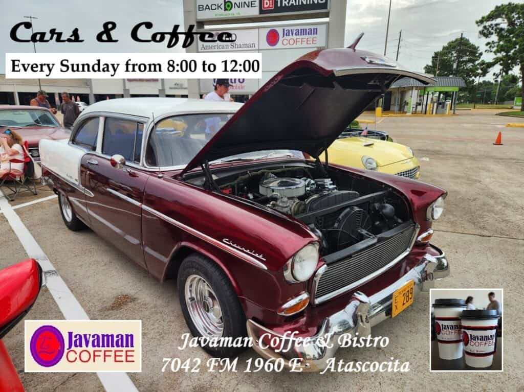 Javaman Coffee & Bistro Cars & Coffee event at Javaman Coffee & Bistro in Atascocita, TX on August 2, 2026