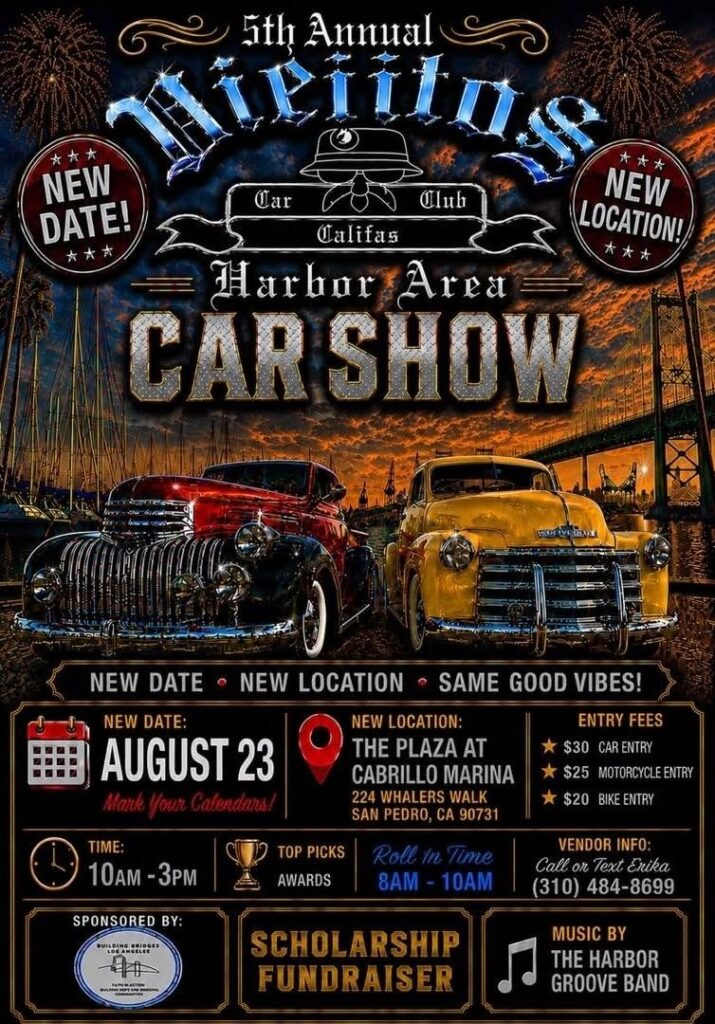 5th Annual Wicidly's Harbor Area Car Show event at The Plaza at Cabrillo Marina in San Pedro, CA on August 23, 2026