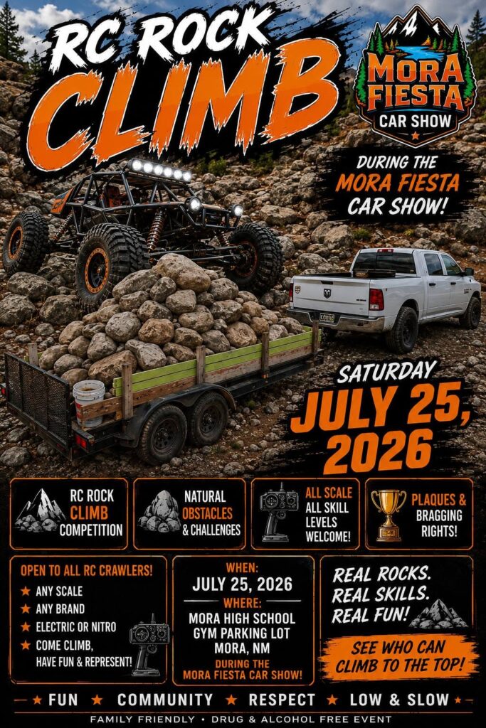 Mora Fiesta Car Show RC Rock Climb Competition event at Mora High School in Mora, NM on July 25, 2026