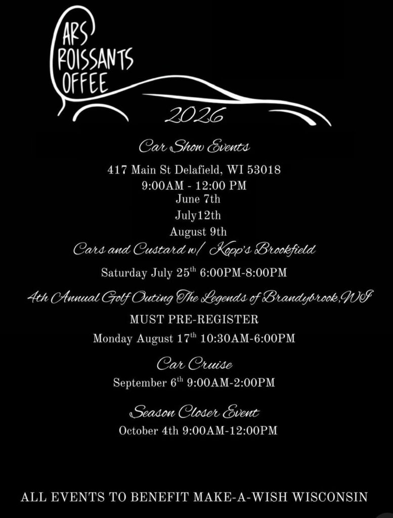 Cars Croissants & Coffee Car Show Events event at Cars Croissants & Coffee in Delafield, WI on July 12, 2026
