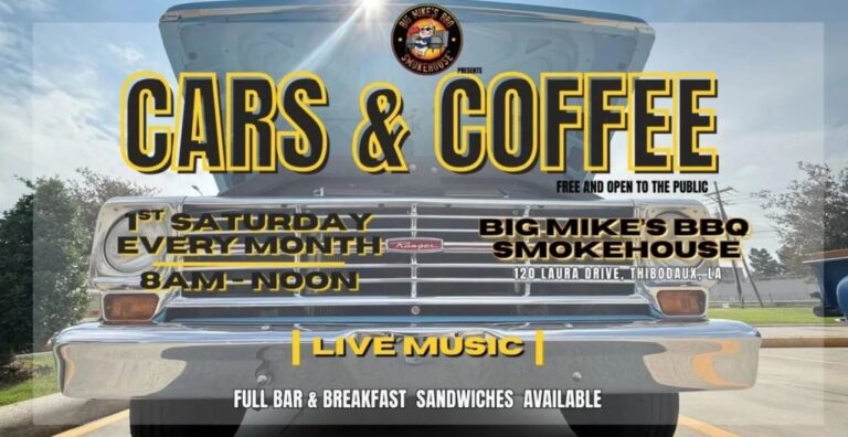 Big Mike’s BBQ Smokehouse Cars & Coffee car show in Thibodaux, LA