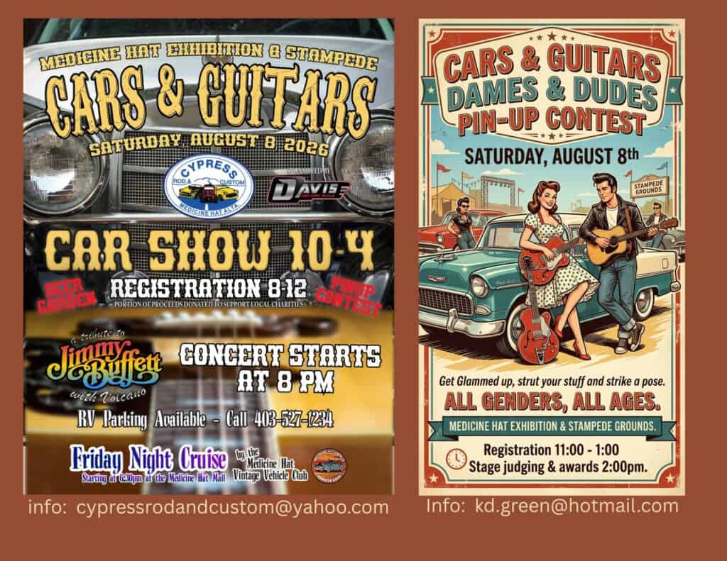 Medicine Hat Exhibition & Stampede Cars & Guitars event at Medicine Hat Exhibition & Stampede in Medicine Hat, AB on August 8, 2026