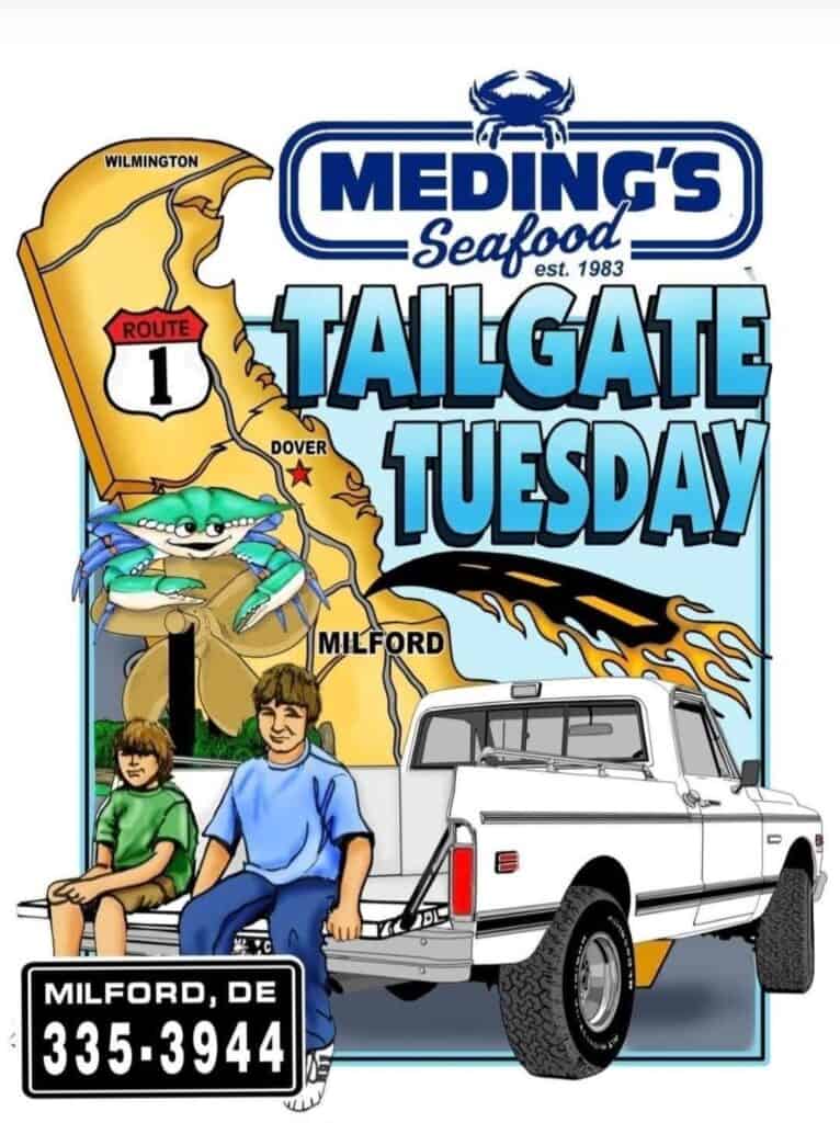 Meding's Seafood Tailgate Tuesday event at Meding's Seafood in Milford, DE on May 26, 2026