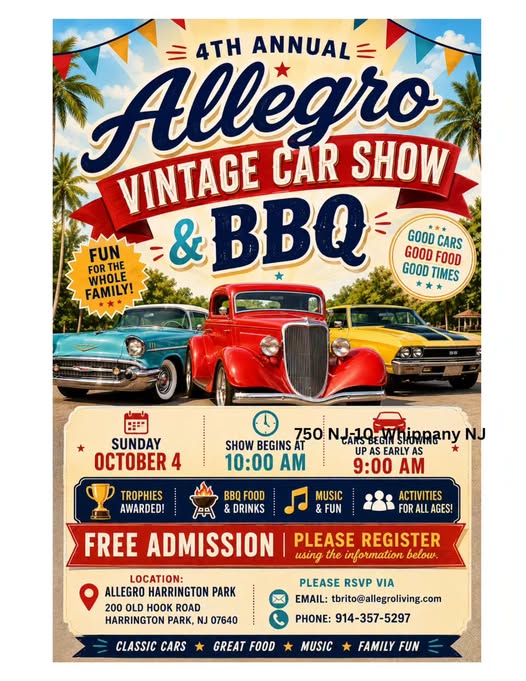 Allegro Harrington Park 4th Annual Vintage Car Show & BBQ car show in Harrington Park, NJ