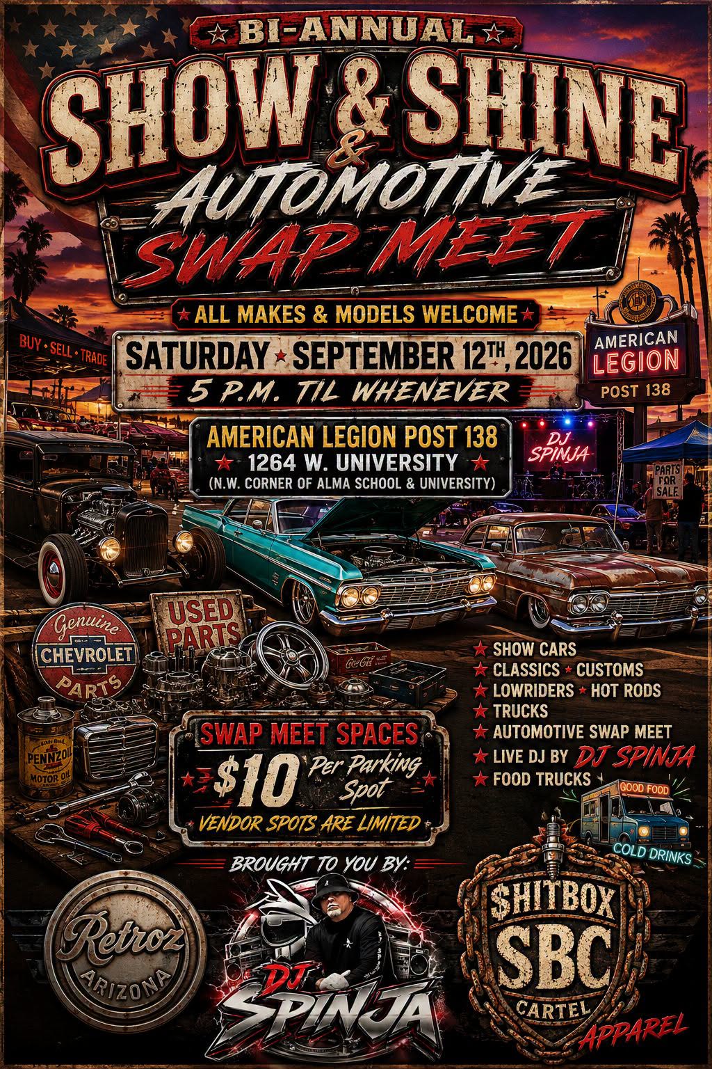 American Legion Post 138 Show & Shine event at American Legion Post 138 in Mesa, AZ on September 12, 2026