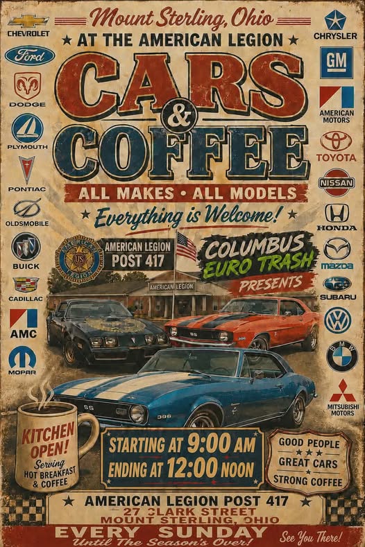 American Legion Post 417 Cars & Coffee event at American Legion Post 417 in Mount Sterling, OH on July 5, 2026