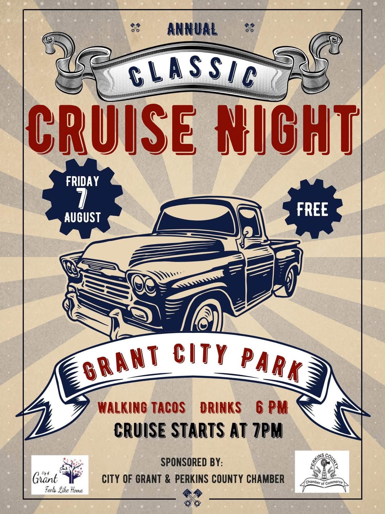 Annual Classic Cruise Night at Grant City Park event at Grant City Park in Grant, NE on August 7, 2026