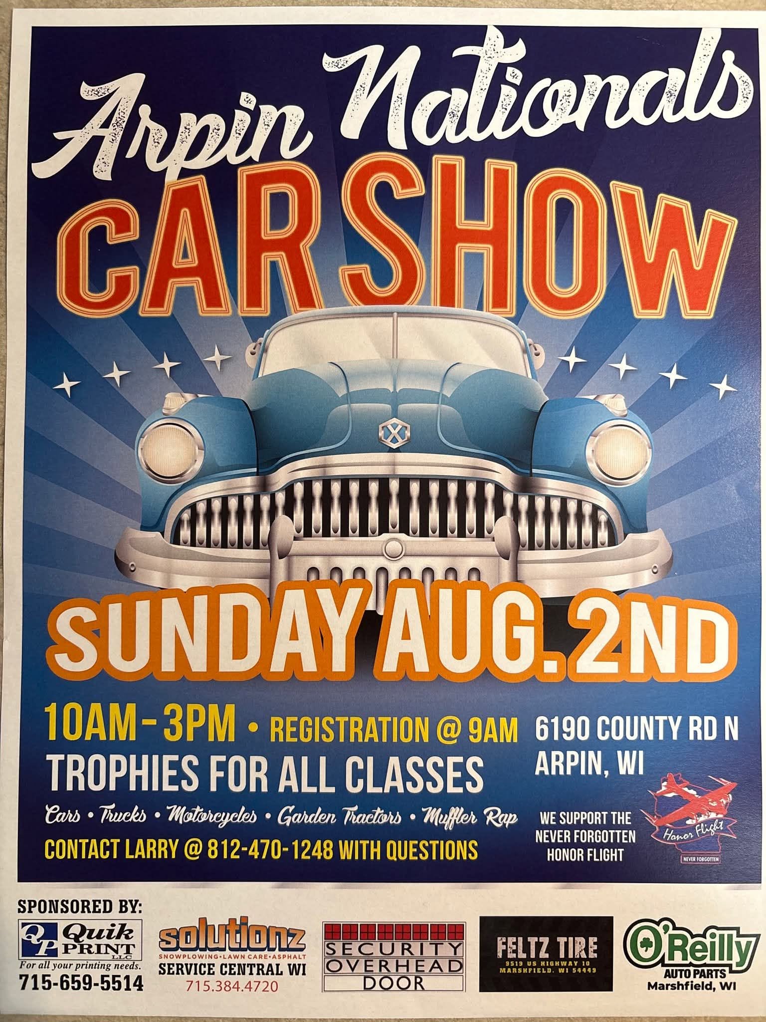 Arpin Nationals Car Show event at 6190 County Road N in Arpin, WI on August 2, 2026