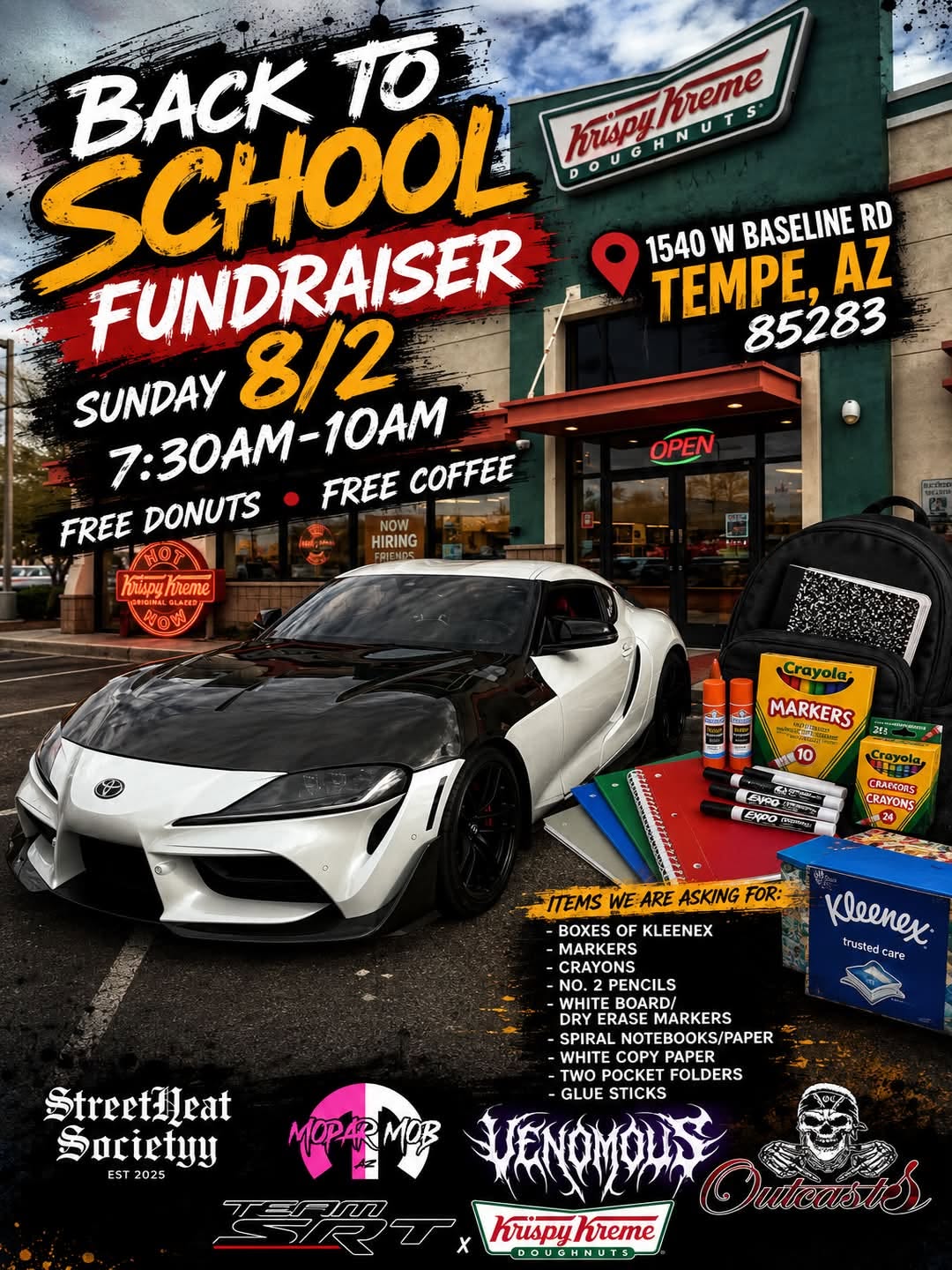 Back to School Fundraiser @ Krispy Kreme event at 1540 W Baseline Rd in Tempe, AZ on August 2, 2026