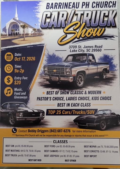 Barrineau PH Church Car/Truck Show car show in Lake City, SC