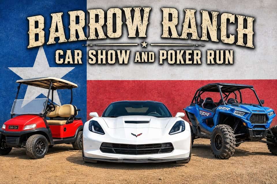 Barrow Ranch Car Show and Poker Run event at Barrow Ranch in Beach City, TX on July 25, 2026