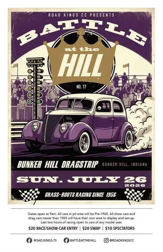 Battle at the Hill No. 17 event at Bunker Hill Dragstrip in Bunker Hill, IN on July 26, 2026