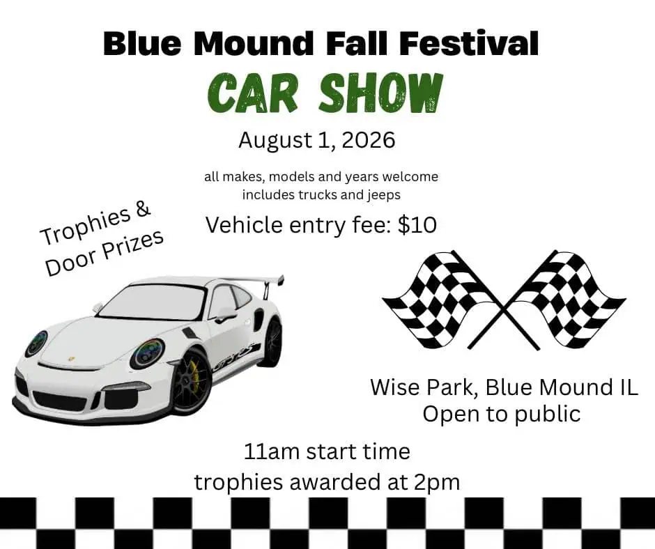 Blue Mound Fall Festival Car Show event at Wise Park in Blue Mound, IL on August 1, 2026