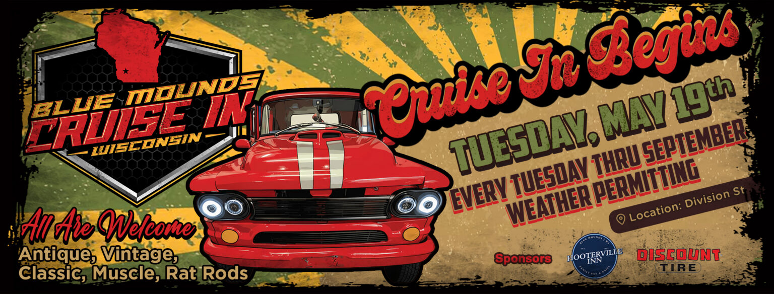 Blue Mounds Cruise in event at Division St in Blue Mounds, WI on July 14, 2026