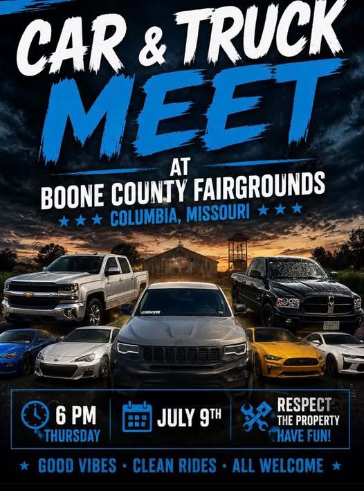 Boone County Fairgrounds Car & Truck Meet event at Boone County Fairgrounds in Columbia, MO on July 9, 2026
