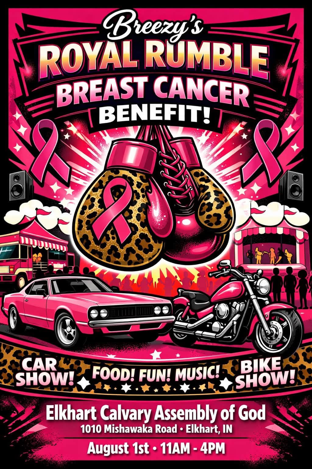 Breezy's Royal Rumble Breast Cancer Benefit event at Elkhart Calvary Assembly of God in Elkhart, IN on August 1, 2026