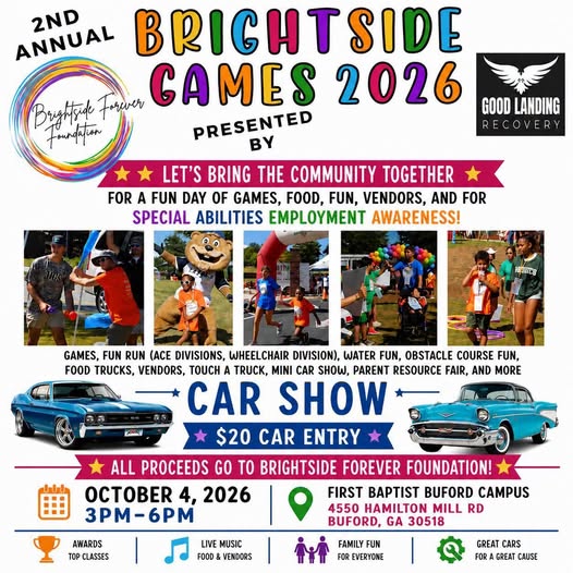 Brightside Forever Foundation 2nd Annual Brightside Games Car Show event at First Baptist Buford Campus in Buford, GA on October 4, 2026