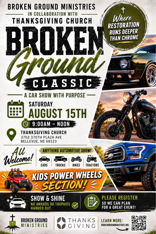 Broken Ground Classic event at Thanksgiving Church in Bellevue, NE on August 15, 2026