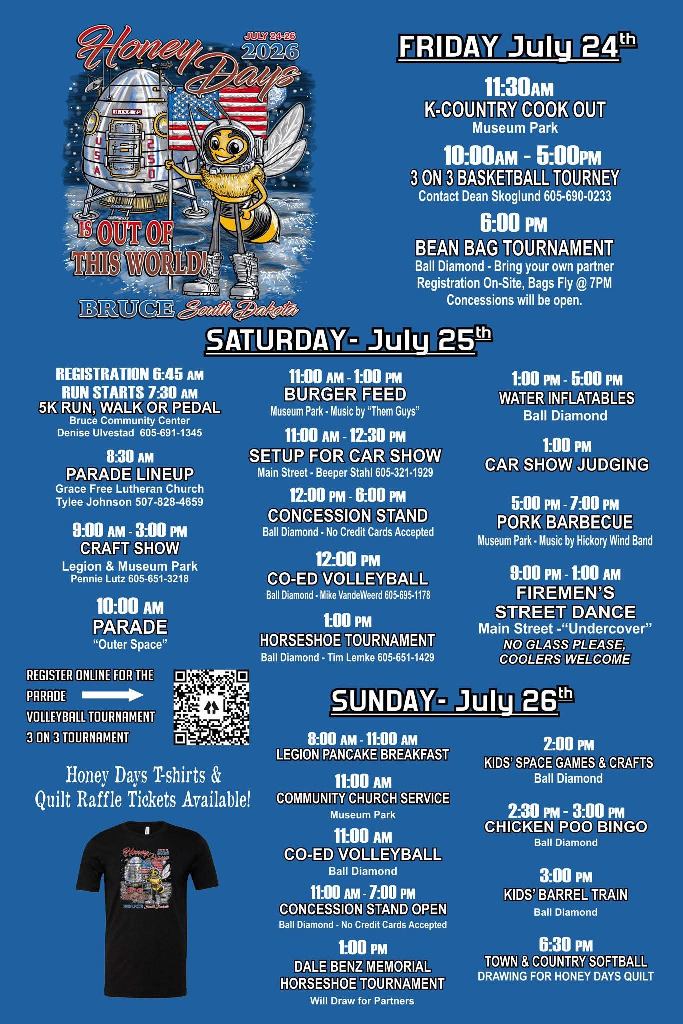 Bruce Honey Days Car Show event at Museum Park in Bruce, SD on July 25, 2026