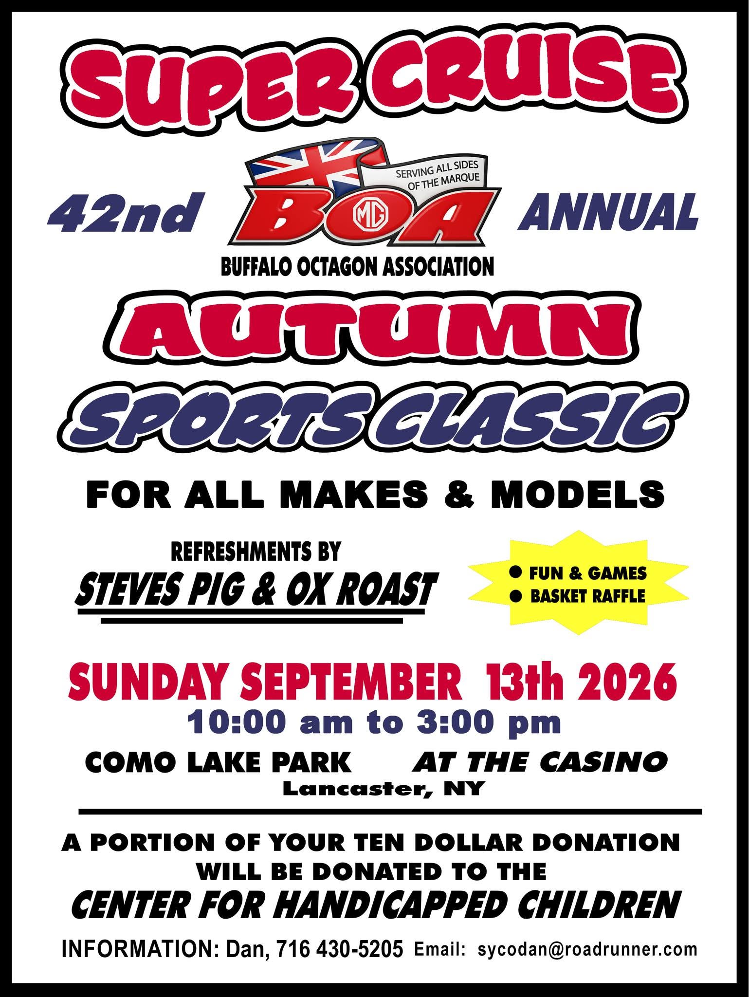Buffalo Octagon Association 42nd Annual Autumn Sports Classic event at Como Lake Park at the Casino in Lancaster, NY on September 13, 2026