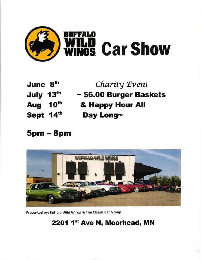 Buffalo Wild Wings Car Show event at Buffalo Wild Wings in Moorhead, MN on July 13, 2026