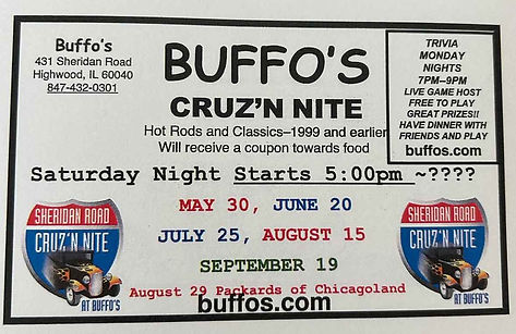 Buffo's Cruz'n Nite event at Buffo's in Highwood, IL on July 25, 2026
