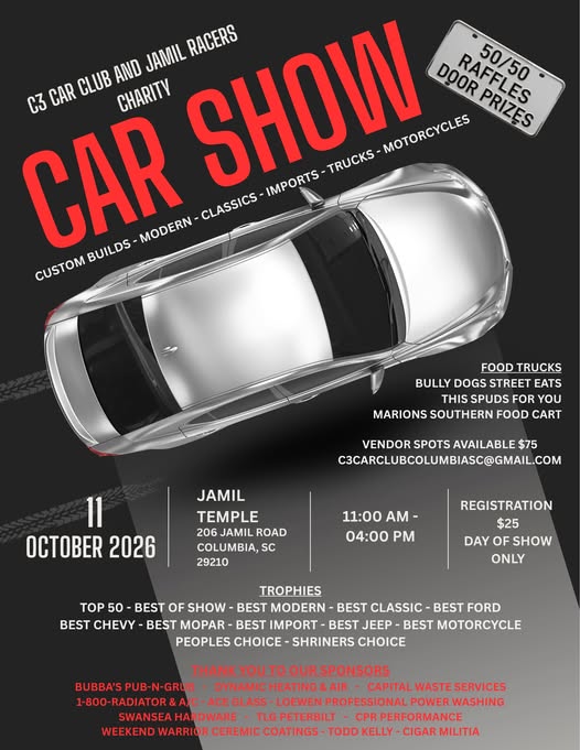 C3 Car Club and Jamil Racers Charity Car Show car show in Columbia, SC
