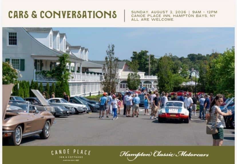 Canoe Place Inn Cars & Conversations event at Canoe Place Inn in Hampton Bays, NY on August 2, 2026