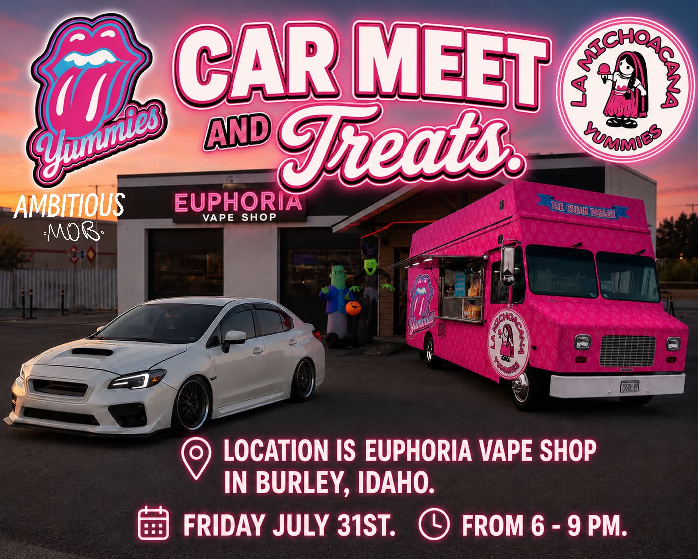 Car Meet and Treats at Euphoria Vape Shop event at Euphoria Vape Shop in Burley, ID on July 31, 2026