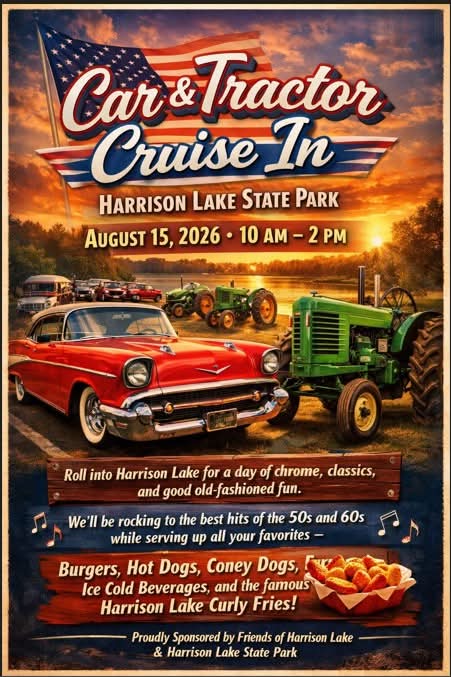 Car & Tractor Cruise in at Harrison Lake State Park event at Harrison Lake State Park in Fayette, OH on August 15, 2026