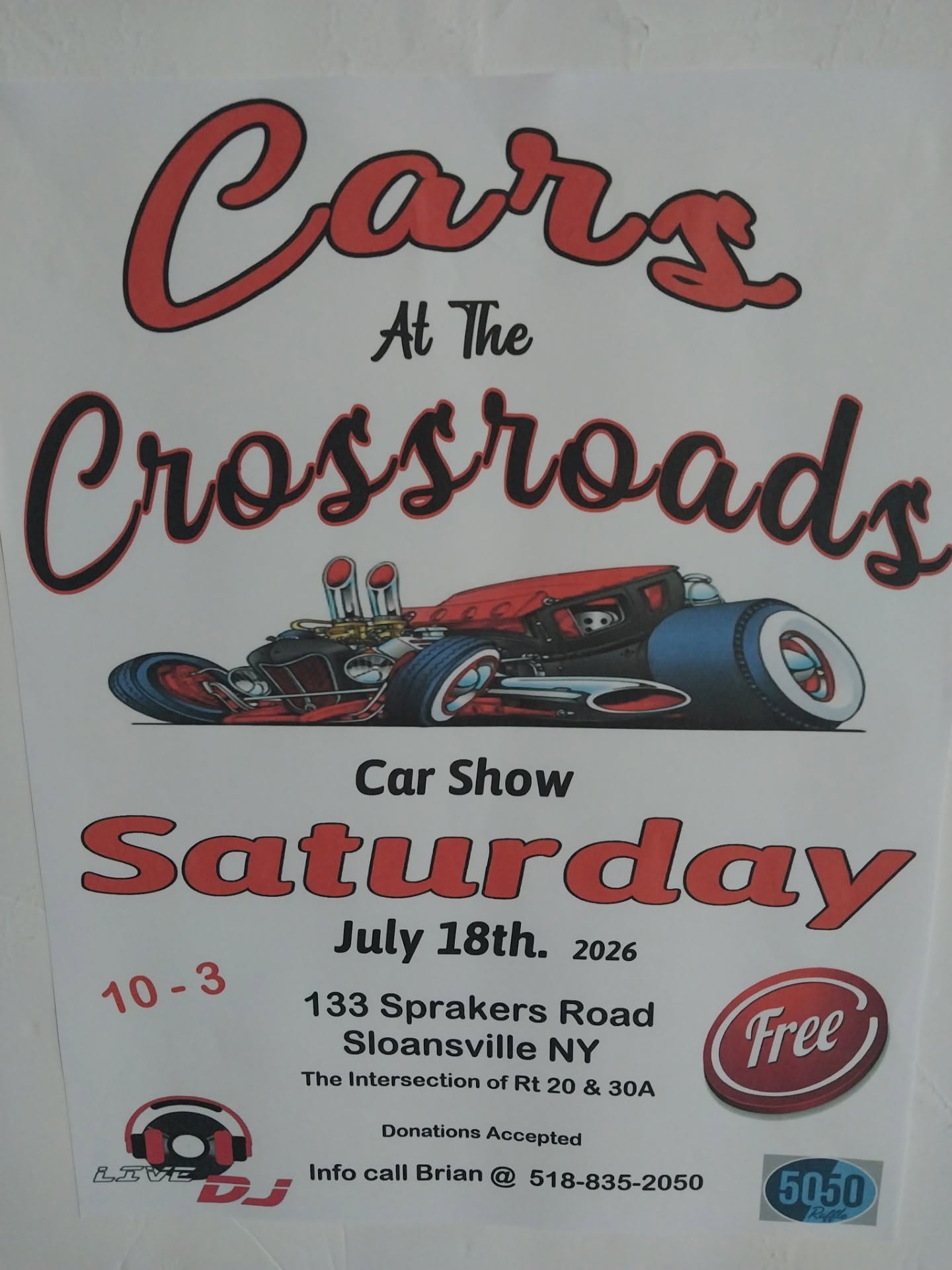 Cars at the Crossroads Car Show event at 133 Sprakers Road in Sloansville, NY on July 18, 2026