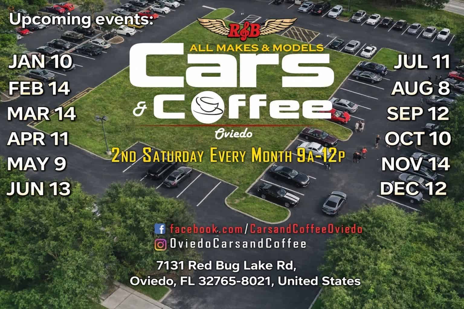 Cars & Coffee Oviedo event at Rock & Brews Oviedo in Oviedo, FL on August 8, 2026