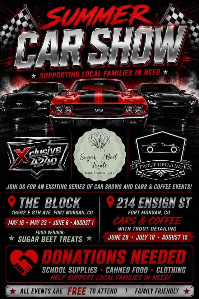 Cars & Coffee with Trout Detailing event at Trout Detailing in Fort Morgan, CO on July 18, 2026