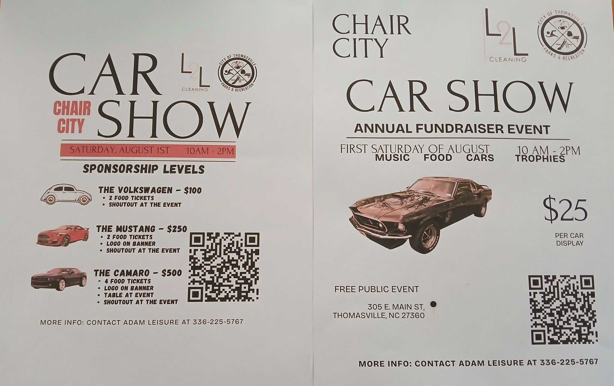 Chair City Car Show event at 305 E. Main St. in Thomasville, NC on August 1, 2026
