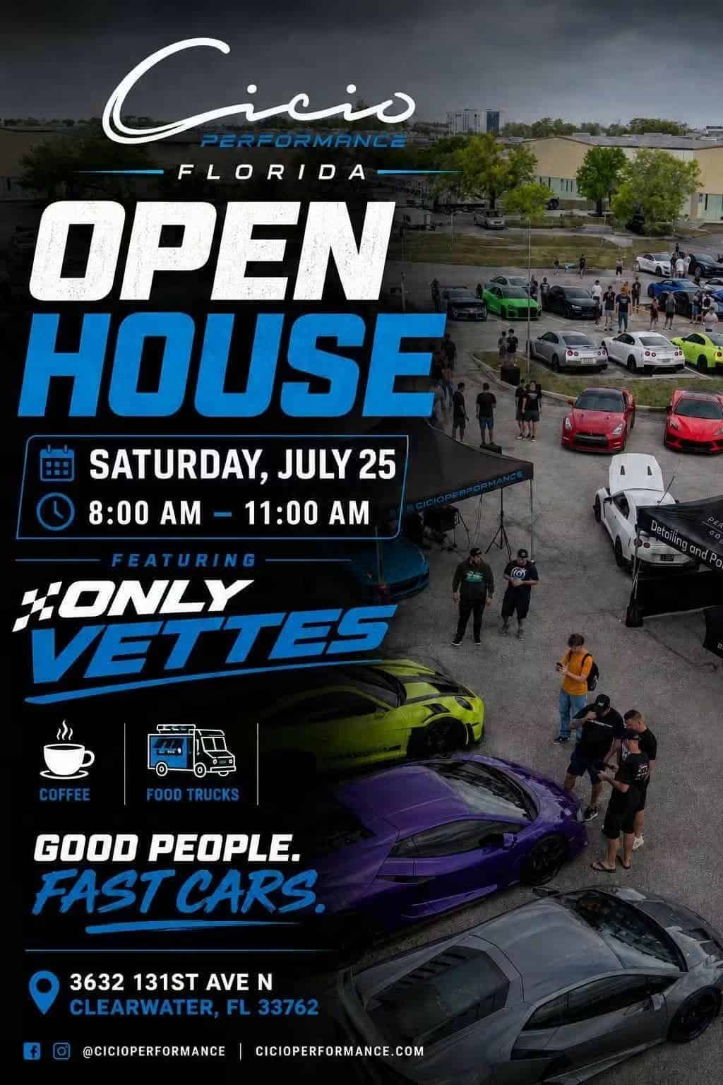 Cicio Performance Florida Open House event at Cicio Performance in Clearwater, FL on July 25, 2026