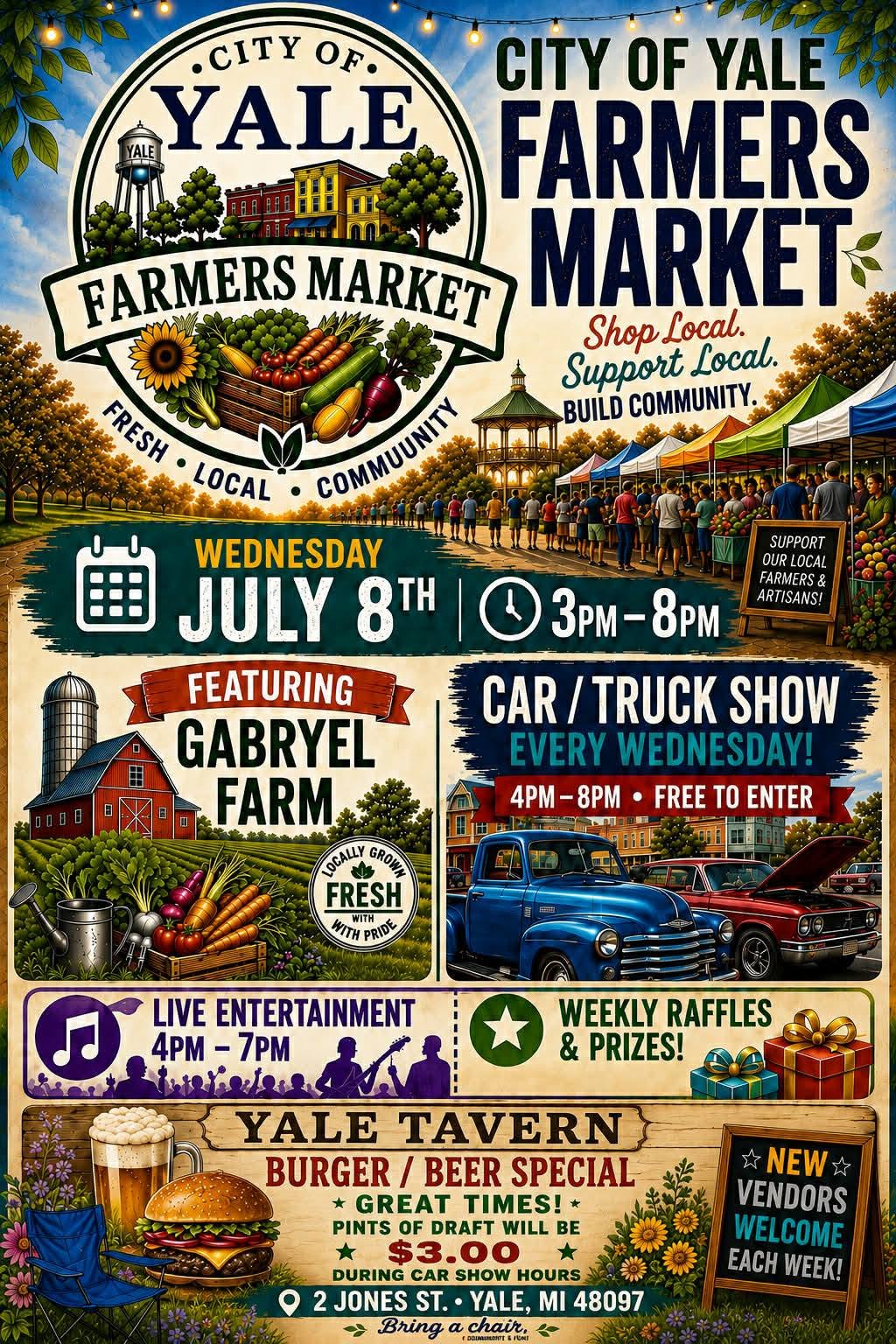 City of Yale Farmers Market Weekly Car/Truck Show event at City of Yale Farmers Market in Yale, MI on July 8, 2026