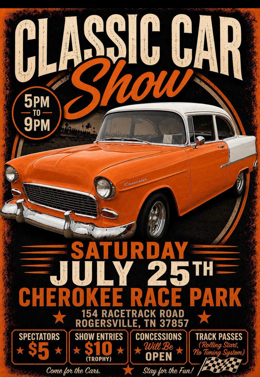 Classic Car Show at Cherokee Race Park event at Cherokee Race Park in Rogersville, TN on July 25, 2026