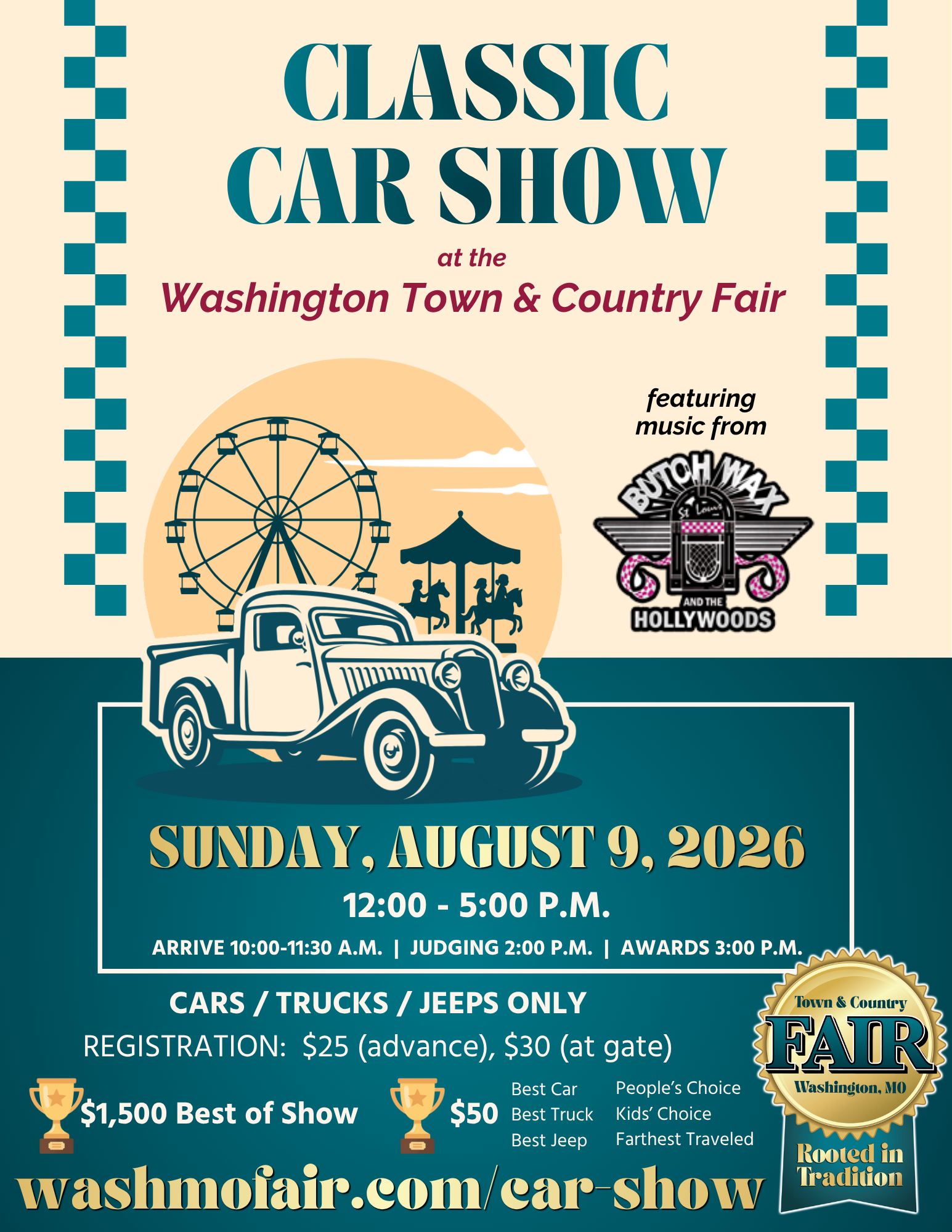 Classic Car Show at Washington Town & Country Fair event at Washington Town & Country Fair in Washington, MO on August 9, 2026