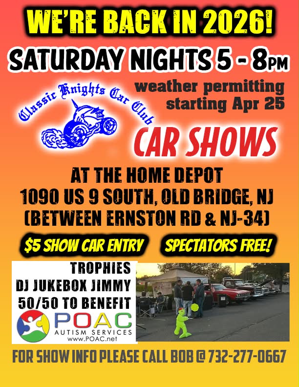 Classic Knights Car Club Car Show event at The Home Depot in Old Bridge, NJ on August 1, 2026