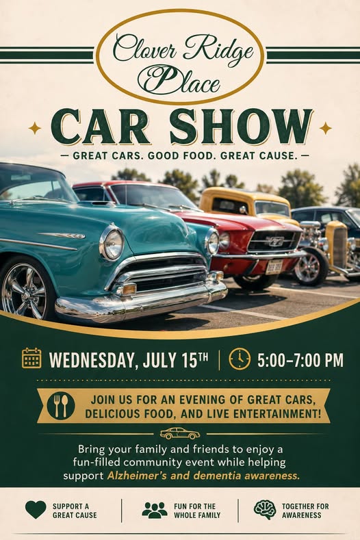 Clover Ridge Place Car Show event at Clover Ridge Place in Maquoketa, IA on July 15, 2026